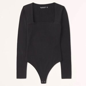 Abercrombie & Fitch Long Sleeve Cotton Seamless Square Neck Bodysuit sz L
